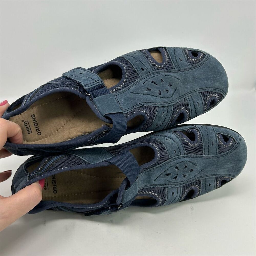 Earth Origins Women's Blue Leather Comfort Flats Size 11M Closed Toe Casual - Picture 8 of 11